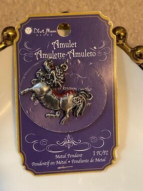 Silver Carousel Lion Pendant - Red Accents